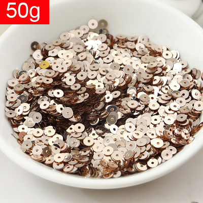 Free Shipping-50g(10000pcs)  4mm Flat Round Loose Sequins Paillettes Sewing Arts Crafts Good Quality 16# Champagne