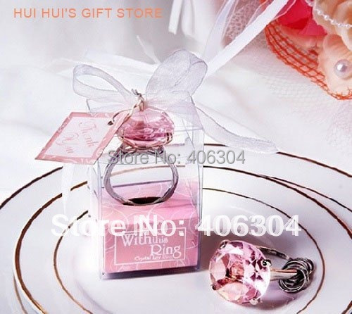 Free shipping!100pcs/lot Wedding favors,Novelty key chain,key ring,Diamond ring key chain , Wedding gifts for guests,3 colours