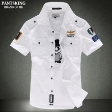 New arrival 2014 casual Fashion airforce uniform military slim fit men short sleeve shirts men’s dress shirt