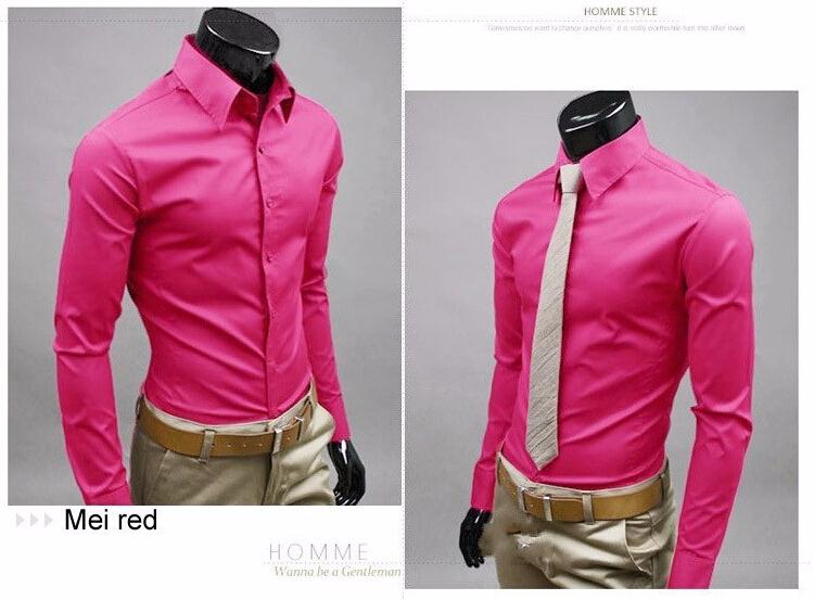 2015 New Fashion Men Shirt Long Sleeve Mens Shirts Camisa Slim Fit Masculina Social Chemise Homme
