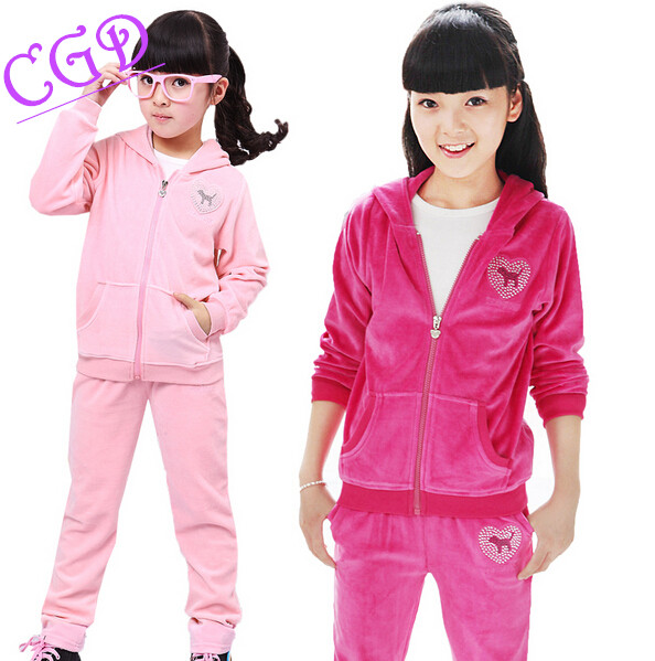 Autumn font b Girls b font Sports Suit Velvet Children font b Clothing b font Sets