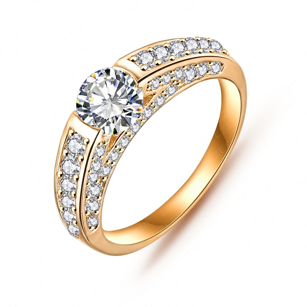 Hotest Women Accessories Rings Real Platinum 18K Gold Plated Micro Pave Clear AAA Cubic Zircon Classic
