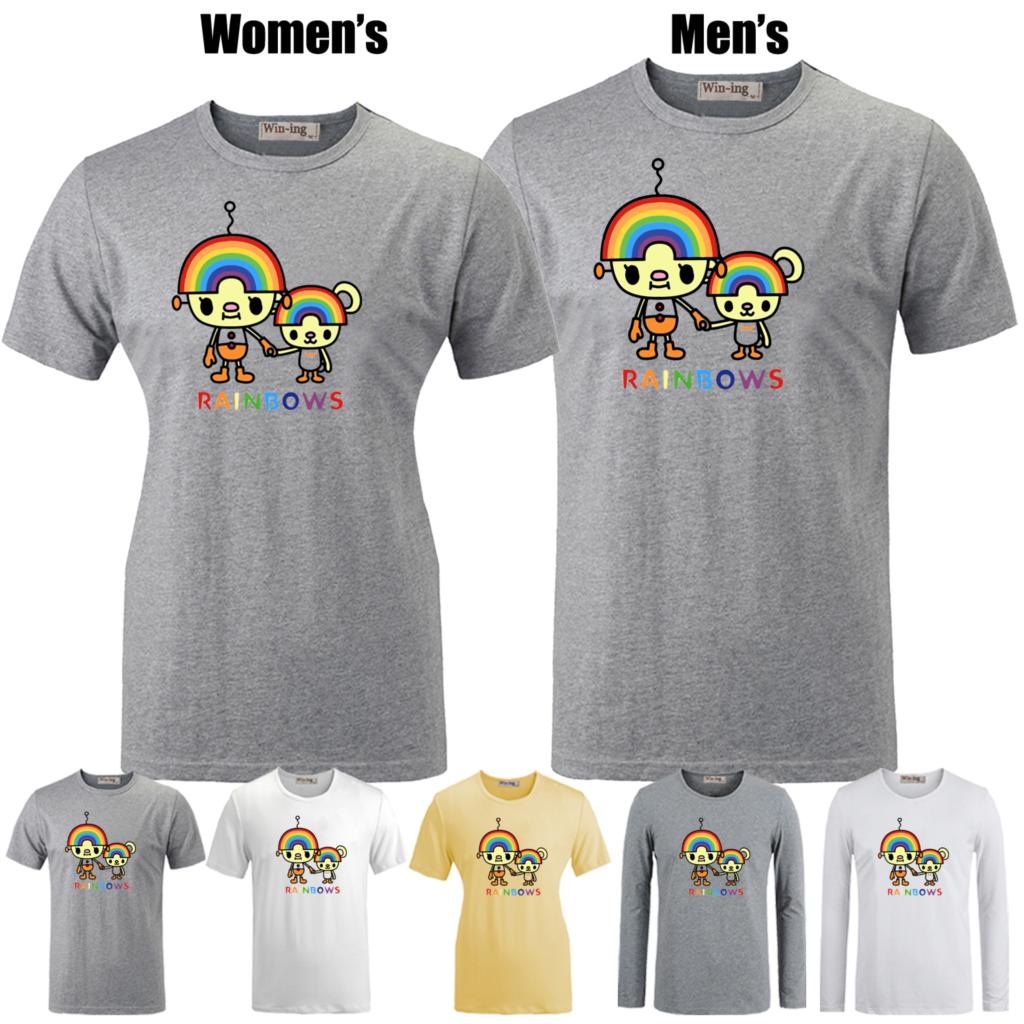 Cute rainbow Robot family Funny Pattern Printed T Shirt Men s Boys Graphic Tee Tops Grey