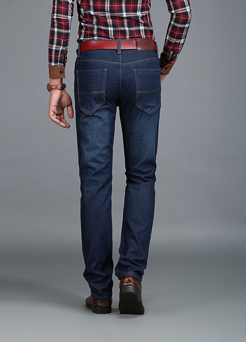 2015 Autumn Winter Fleece Men Jeans High Quality Casual Blue Mid Waist Straight Denim Jeans Long Pants Plus Size AFS JEEP 30~42 (25)