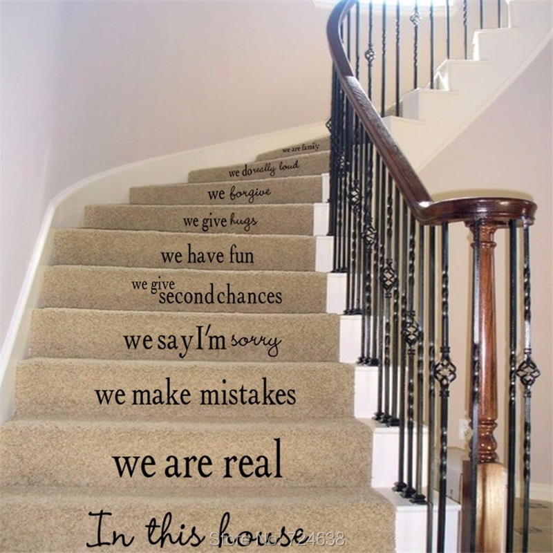 Removable WE ARE FAMLIY 10 Stair Decals Vinyl Wall Sticker Quote Art Home Decor 