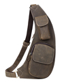 Real Leather Canvas Bags Simple Retro Style Cross Body Messenger Bag