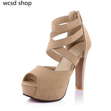 new design style fashion women sandals shoes high heels platform shoes female open toe red bottom cross-strap rome summer shoe
