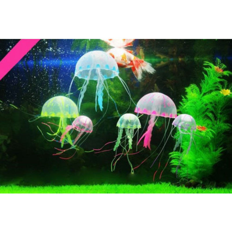 5 5 Glowing Effect Artificial Jellyfish Fish Tank Aquarium Decoration Ornament free shipping