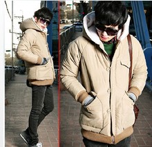 Korean style men new Thickening hooded cotton-padded clothes winter coat size M/L/XL/XXL