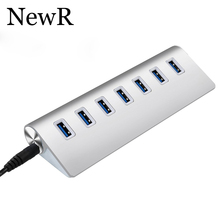 New Brand Portable Aluminum 7 port USB 3.0 HUB Built-in 28cm usb 3.0 cable usb splitter for Mac PC computer peripherals