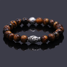 Pulseras mujer black Lava stone buddha beads bracelet elastic charm bracelet rope chain Natural stone for