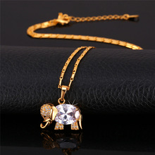 Western Design Cute Elephant Necklace 2015 Trendy 18K Real Gold Platinum Plated AAA Zirconia Pendant Necklace