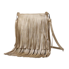 2016 Women Fashion Tassel Fringe Handbags Trend PU Leather Shoulder Bag Ladies Black Leather Crossbody Bags Bolsa Feminina A162