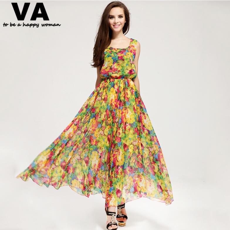 yellow floral print dress long maxi plus size XXXL XXL XL women's ...