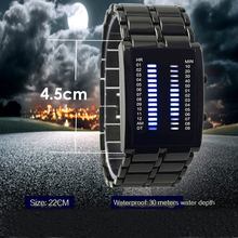 Nuevo llega el reloj de la lava del deporte de acero completo pulsera relojes digitales azul de luz para hombres del envío gratis