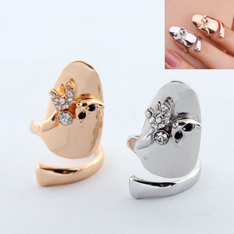 2015 Time limited Ruby Jewelry J183 Europe Selling Korean Fashion Personality Ring Opening Kitten Nails Wholesale