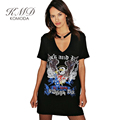 KMD KOMODA Rocking Letter Printed Mini Dress Women Punk Straight Dress Female Short Sleeve Dresses Ladies