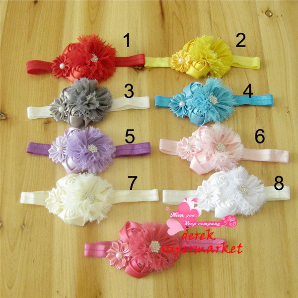 536 New baby headbands big flowers 443 Baby Headbands hairband headwear big pink rose flowers elastic white   