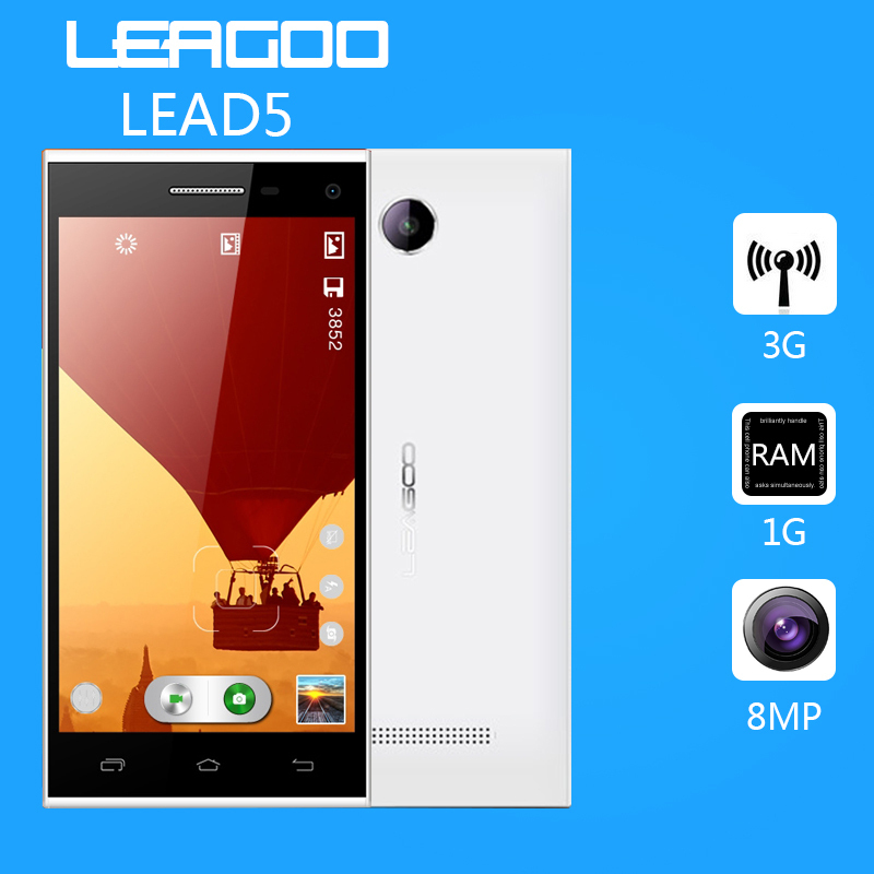 In Stock Original Leagoo Lead 5 Lead5 5 inch IPS 854x480 MTK6582 Quad Core Android 4