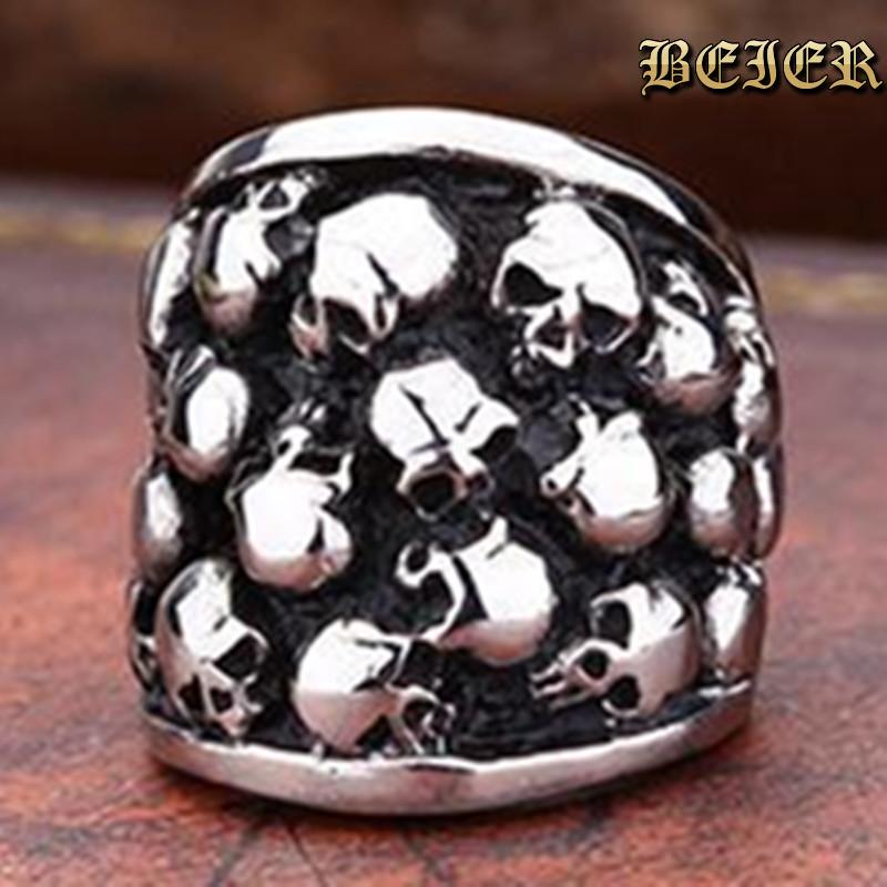 Heavy Metal Fashion Lots Biker Skull Accessories Stainless Steel Exaggerated ring Personality Big BR8128