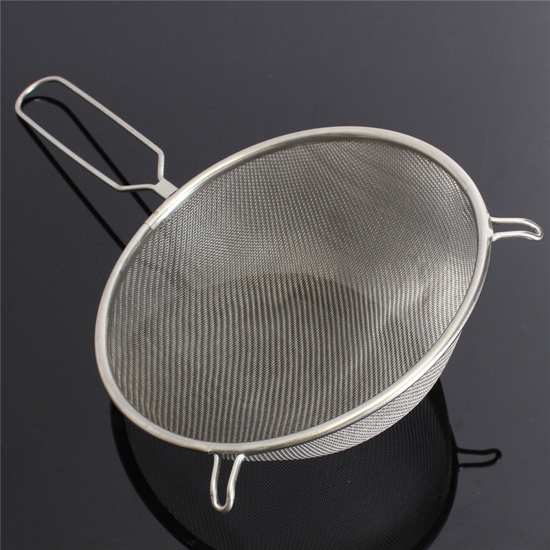 2015 best price 1pc Large 18cm Stainless Steel Sieve Strainer Mesh Wire Flour Baking Tea Kitchen Tools