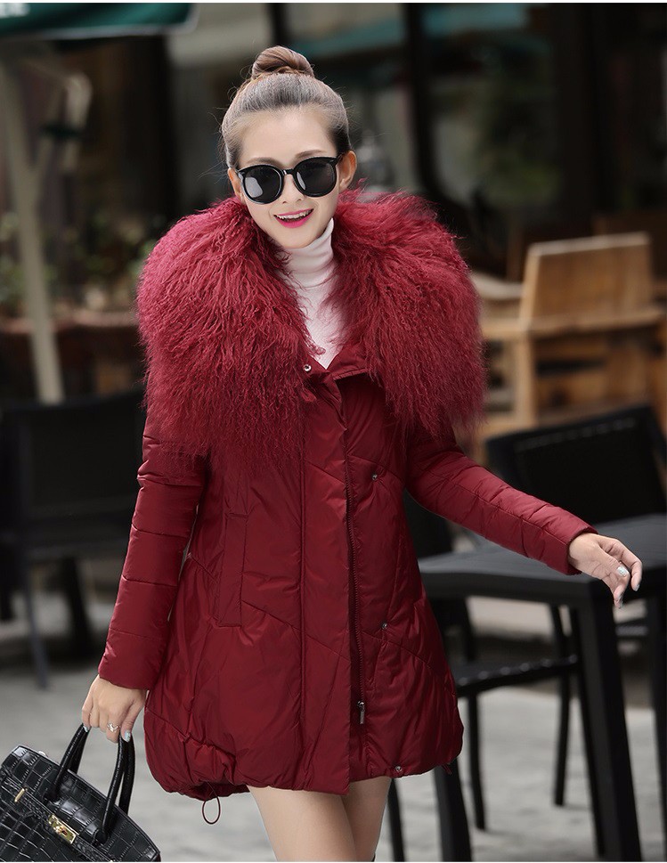 wine red down coat