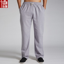Cotton and linen tang suit leisure men’s trousers elastic trousers slacks tai chi exercise pants Super affordable