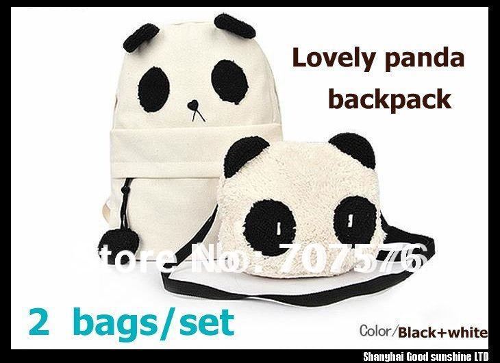 frauen-schöne-leinwand-rucksack-weiß-panda-schulter-schulrucksäcke