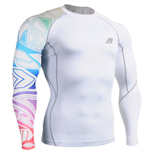 Life On Track Compression Mens Shirts Long Sleeves One Side Bodybuilding Skin Tights Top Shirt Weight Lifting Fitness Jersey