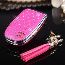 Unlocked Luxury Diamond Cell Phone Fashion Mini Flip Girl Phone with Music LED Light Great Gift for Lady Russian Keyboard