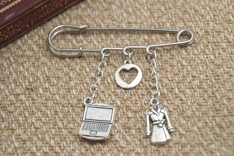 12pcs Sherlock inspired Johnlock themed charm font b kilt b font pin brooch 38mm