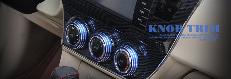 HAILWH Car Interior Modification Accessories Fit for Toyota 2014-2018 Corolla Levin Air Conditioner Knob Ring Aluminum Alloy Sticker Blue