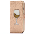 Wine Glasses Quicksand Liquid Glitter Wallet Case for iPhone 5S SE 6 6S Plus Luxurious Fashion