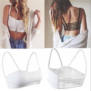 Newest Fashion Sexy Solid Color Tanks Girls Padded Hollow Out Backless Short Tanks Tops Women One