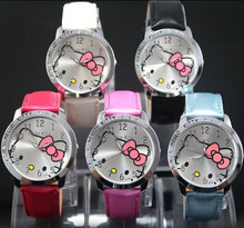 HelloKitty Clock Women Dress Watch Hello Kitty Cartoon Watches Quartz Pu Leather Watch Women Rhinestone Watches kids reloj mujer