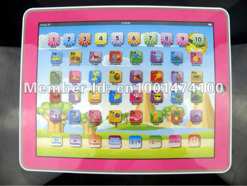 Free Shipping Y Pad Spanish learning educational toys for children,Pink and Blue Mixed,Y Pads with Music and Led Light,50PCS/Lot