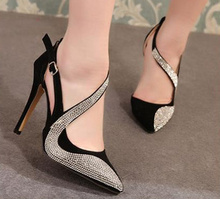 New 2015 fashion sexy women pumps spring summer vintage rhinestone ultra high heels shoes women pointed toe sandals woman