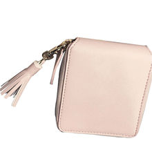 100 Genuine Leather Wallet Women Small Clutch Bag 2015 New Fashion Teassel and Zip Coins Purse