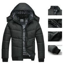 Winter Coat Men quilted black puffer jacket warm fashion male overcoat parka outwear cotton padded hooded