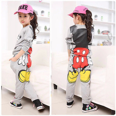 Retail 1 set kids Minnie Mickey sport suits 3 12 years boys girls cartoon set children