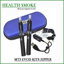 Double MT3 EVOD Electronic Cigarette Kits 2.4ml MT3 Atomizer 650,900,1100mah EVOD Battery Zipper Case Free Shipping