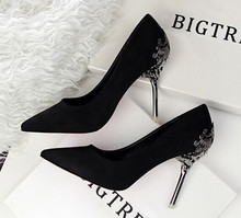Spring Summer Women High Heels Shoes Pointed Toe Matel Heels Pumps Fashion Sexy Shoes Heeled Carved