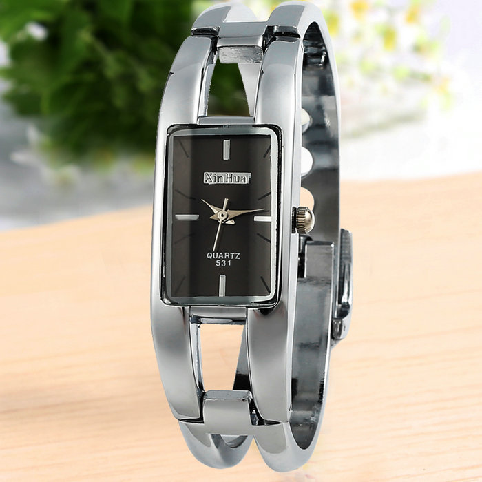 2015 HOT Selling New Fashion XIN HUA Black Dial Bracelet Bangle Quartz Wrist Watch Womens Gifts
