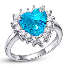JBOX Women Big Rings 18k With Big Stones Austrian Crystal Gem Ruby Sapphire Ring Pave Zirconia