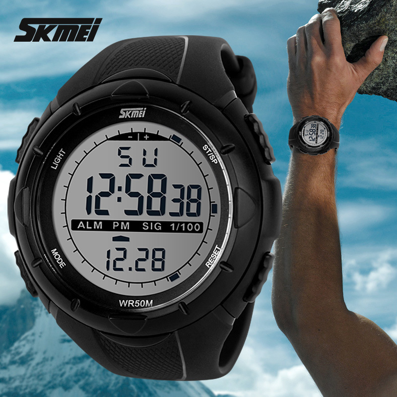 2016 Новый Skmei Марка Мужчины СВЕТОДИОДНЫЙ Цифровой Военные Часы, 50 М Dive Swim Платье Спортивные Часы Мода Открытый Наручные Часы