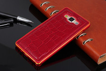 2015 Aluminum Crocodile Leather 5 colors Case For Samsung Galaxy E7 E7000 Cell Phone Hard Case