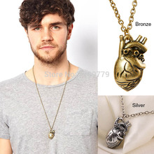 A11 Unique Retro 3D Anatomical Human Hollow Heart Pendant Necklace Sweater Chain T1557 P