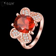 Simulation Diamond Ruby Ring Wholesale High Quality Nickle Free Antiallergic New Fashion Jewelry 18K Gold PlatedRing