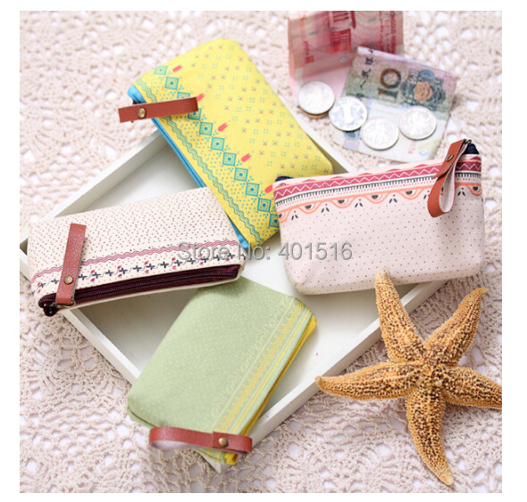 Fashion Cute Floral Canvas Fabric Purse Korea Style Kawaii Zipper