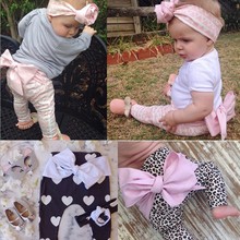 2016 Cute Nununu Bow Back Baby Pants For Toddler Girls Spring Infant Clothing Heart Leopard Print Busha Baby PP Pants Leggings